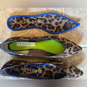 Rothy's Leopard Print Flats with Blue Trim
